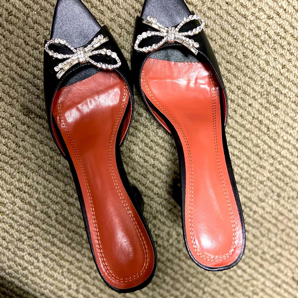 Rosie slides (Amina ish) black Crystal bow sandals heels 11 41